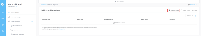 import emails button